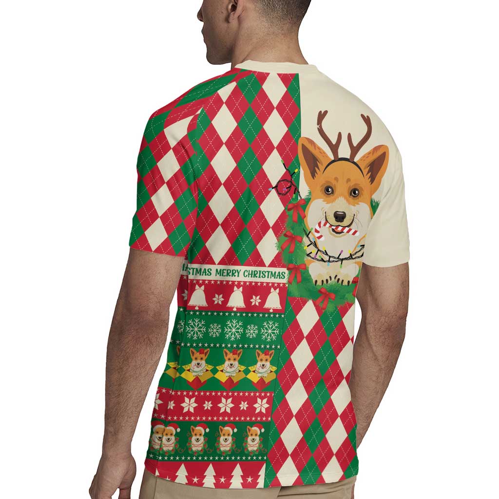 Wales Corgi Christmas Rugby Jersey Seamless Cute Dog Argyle Pattern - Wonder Print Shop