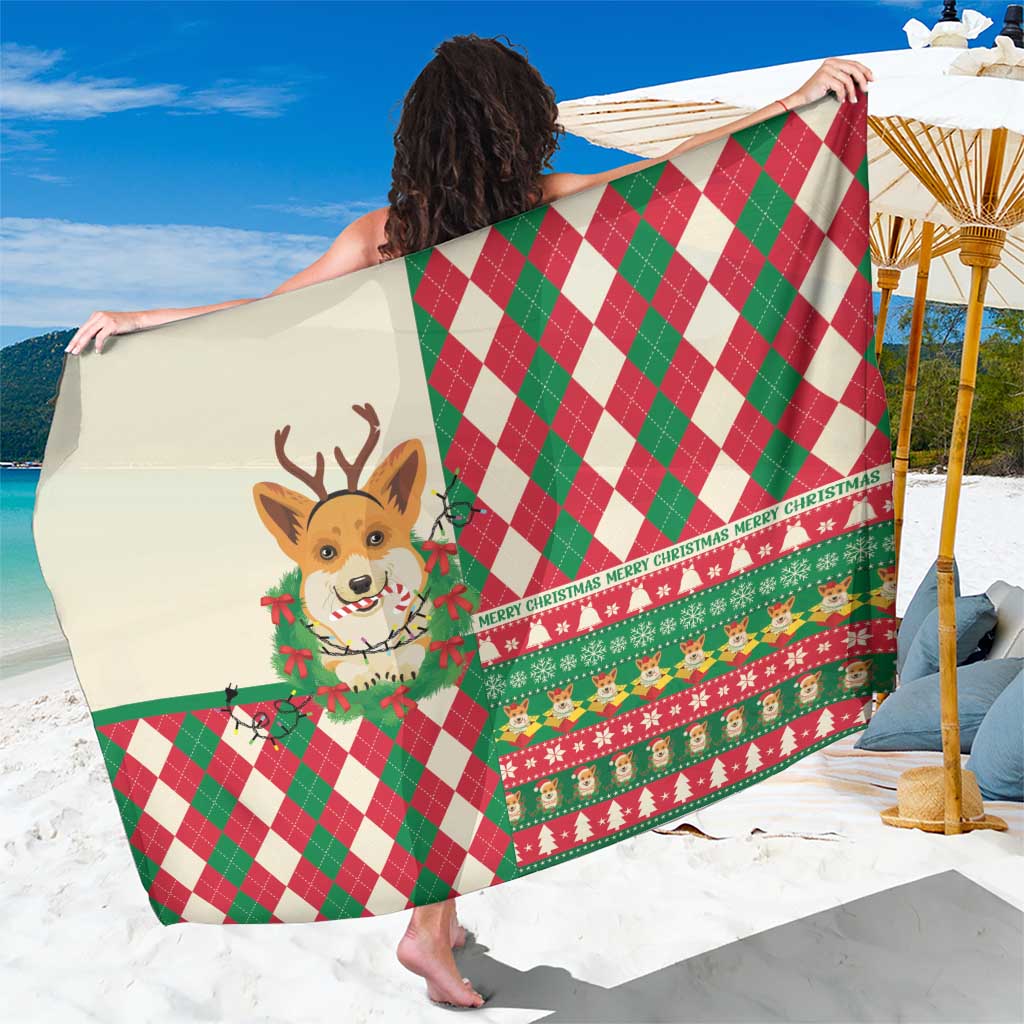 Wales Corgi Christmas Sarong Seamless Cute Dog Argyle Pattern - Wonder Print Shop