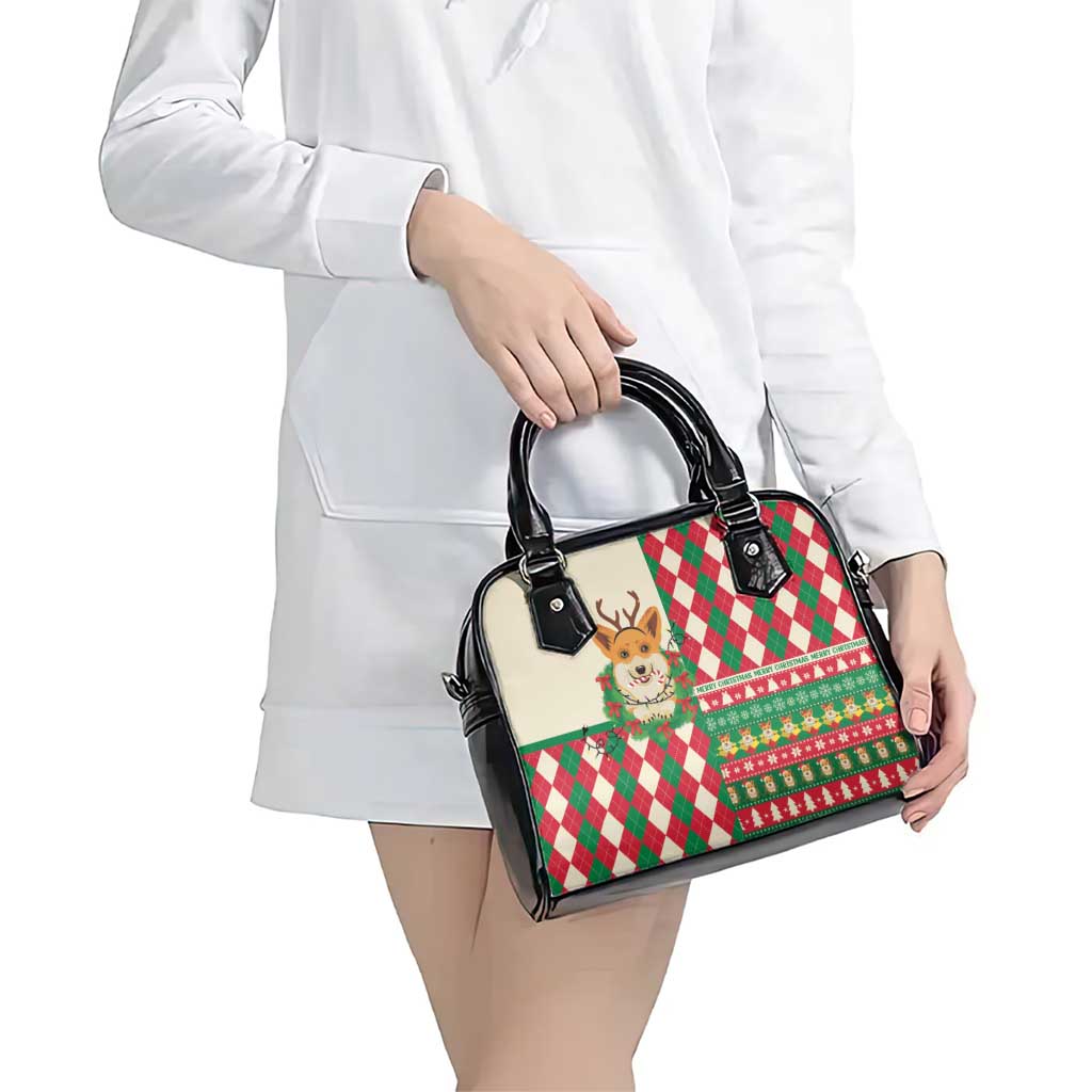 Wales Corgi Christmas Shoulder Handbag Seamless Cute Dog Argyle Pattern - Wonder Print Shop