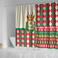 Wales Corgi Christmas Shower Curtain Seamless Cute Dog Argyle Pattern - Wonder Print Shop