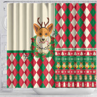Wales Corgi Christmas Shower Curtain Seamless Cute Dog Argyle Pattern - Wonder Print Shop
