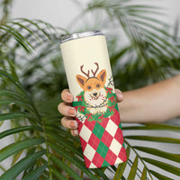 Wales Corgi Christmas Skinny Tumbler Seamless Cute Dog Argyle Pattern - Wonder Print Shop