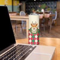 Wales Corgi Christmas Skinny Tumbler Seamless Cute Dog Argyle Pattern - Wonder Print Shop