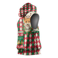 Wales Corgi Christmas Sleeveless Hoodie Seamless Cute Dog Argyle Pattern - Wonder Print Shop