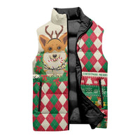 Wales Corgi Christmas Sleeveless Puffer Jacket Seamless Cute Dog Argyle Pattern - Wonder Print Shop