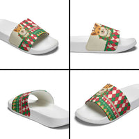 Wales Corgi Christmas Slide Sandals Seamless Cute Dog Argyle Pattern - Wonder Print Shop