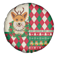 Wales Corgi Christmas Spare Tire Cover Seamless Cute Dog Argyle Pattern - Wonder Print Shop