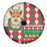 Wales Corgi Christmas Spare Tire Cover Seamless Cute Dog Argyle Pattern - Wonder Print Shop
