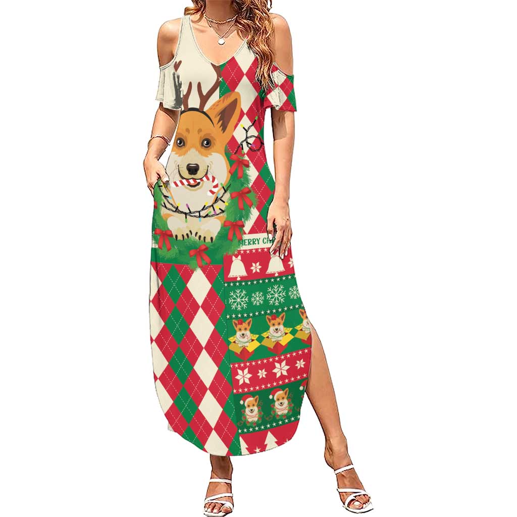 Wales Corgi Christmas Summer Maxi Dress Seamless Cute Dog Argyle Pattern - Wonder Print Shop