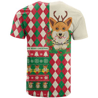 Wales Corgi Christmas T Shirt Seamless Cute Dog Argyle Pattern - Wonder Print Shop