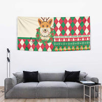 Wales Corgi Christmas Tapestry Seamless Cute Dog Argyle Pattern - Wonder Print Shop