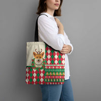 Wales Corgi Christmas Tote Bag Seamless Cute Dog Argyle Pattern - Wonder Print Shop