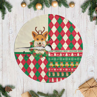 Wales Corgi Christmas Tree Skirt Seamless Cute Dog Argyle Pattern - Wonder Print Shop