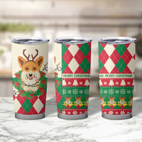 Wales Corgi Christmas Tumbler Cup Seamless Cute Dog Argyle Pattern - Wonder Print Shop