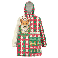 Wales Corgi Christmas Wearable Blanket Hoodie Seamless Cute Dog Argyle Pattern - Wonder Print Shop
