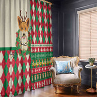 Wales Corgi Christmas Window Curtain Seamless Cute Dog Argyle Pattern - Wonder Print Shop