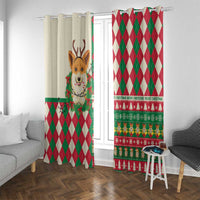 Wales Corgi Christmas Window Curtain Seamless Cute Dog Argyle Pattern - Wonder Print Shop