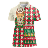Wales Corgi Christmas Women Polo Shirt Seamless Cute Dog Argyle Pattern - Wonder Print Shop