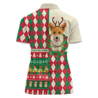 Wales Corgi Christmas Women Polo Shirt Seamless Cute Dog Argyle Pattern - Wonder Print Shop
