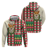 Wales Corgi Christmas Zip Hoodie Seamless Cute Dog Argyle Pattern - Wonder Print Shop