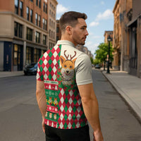 Wales Corgi Christmas Zipper Polo Shirt Seamless Cute Dog Argyle Pattern - Wonder Print Shop