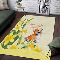 Wales Corgi and Daffodil Area Rug Welsh Dog Lovers - Wonder Print Shop