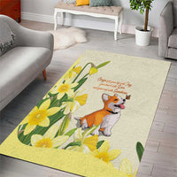 Wales Corgi and Daffodil Area Rug Welsh Dog Lovers - Wonder Print Shop