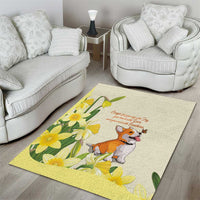 Wales Corgi and Daffodil Area Rug Welsh Dog Lovers - Wonder Print Shop