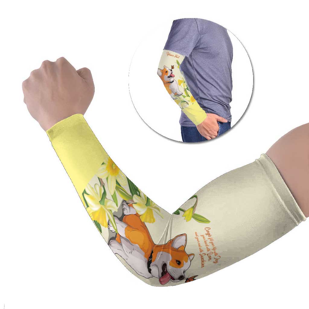 Personalised Wales Corgi and Daffodil Arm Sleeves Welsh Dog Lovers - Wonder Print Shop