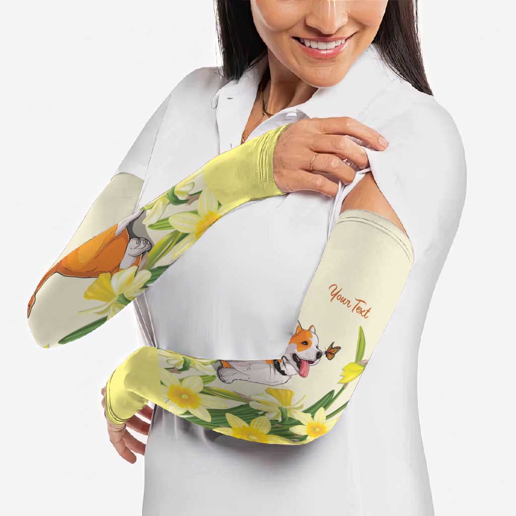 Personalised Wales Corgi and Daffodil Arm Sleeves Welsh Dog Lovers - Wonder Print Shop