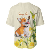 Personalised Wales Corgi and Daffodil Baseball Jersey Welsh Dog Lovers - Wonder Print Shop