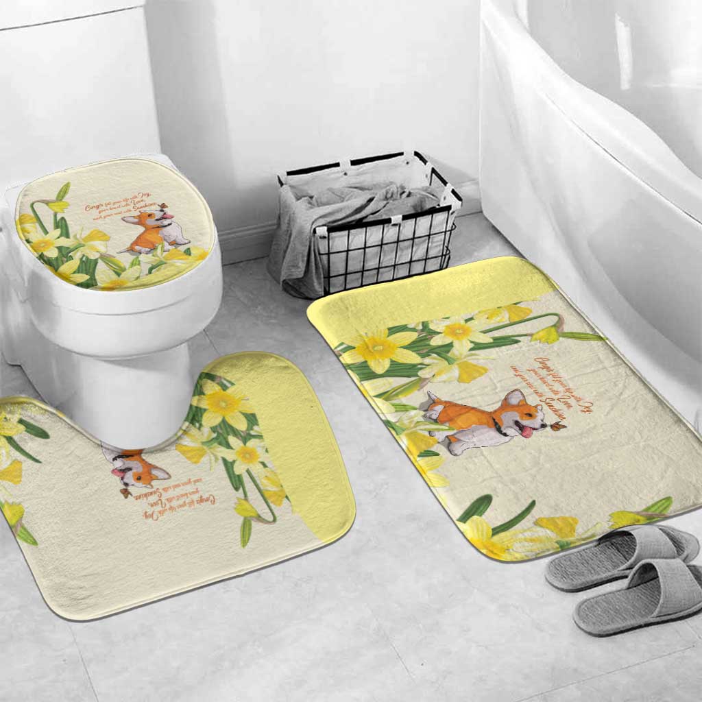 Wales Corgi and Daffodil Bathroom Set Welsh Dog Lovers - Wonder Print Shop