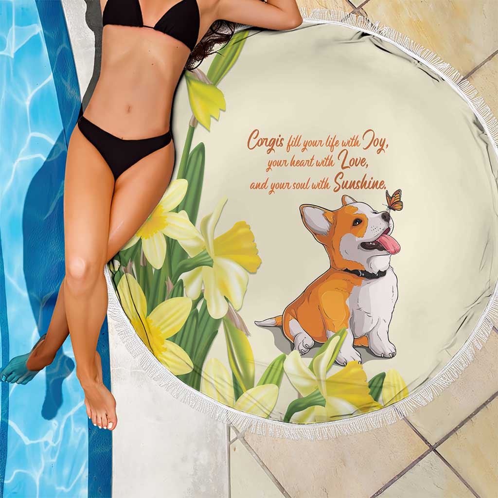 Wales Corgi and Daffodil Beach Blanket Welsh Dog Lovers - Wonder Print Shop