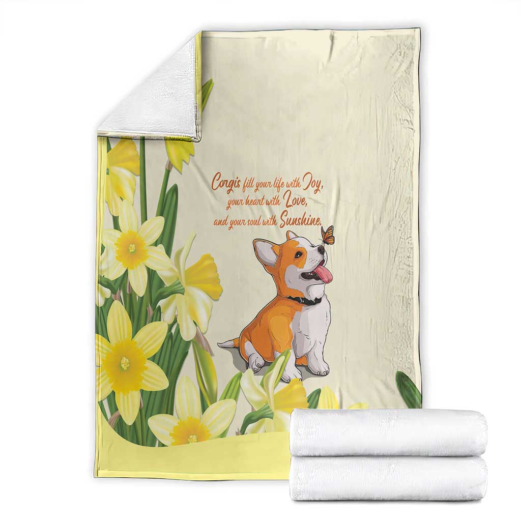 Wales Corgi and Daffodil Blanket Welsh Dog Lovers - Wonder Print Shop