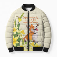 Personalised Wales Corgi and Daffodil Bomber Puffer Jacket Welsh Dog Lovers - Wonder Print Shop