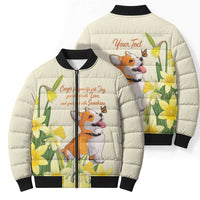 Personalised Wales Corgi and Daffodil Bomber Puffer Jacket Welsh Dog Lovers - Wonder Print Shop