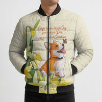 Personalised Wales Corgi and Daffodil Bomber Puffer Jacket Welsh Dog Lovers - Wonder Print Shop