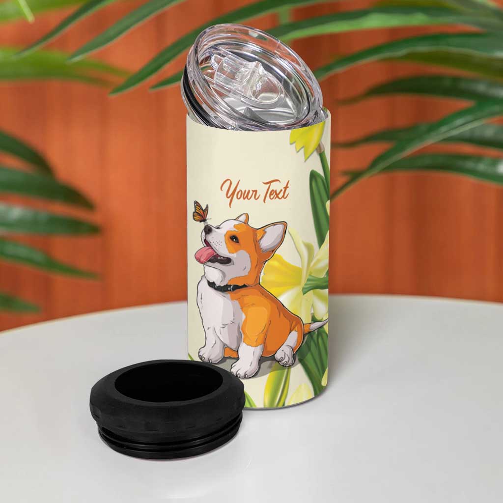 Personalised Wales Corgi and Daffodil 4 in 1 Can Cooler Tumbler Welsh Dog Lovers - Wonder Print Shop