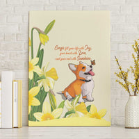 Wales Corgi and Daffodil Canvas Wall Art Welsh Dog Lovers - Wonder Print Shop