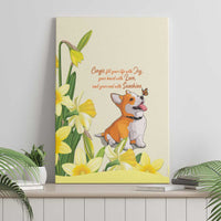 Wales Corgi and Daffodil Canvas Wall Art Welsh Dog Lovers - Wonder Print Shop