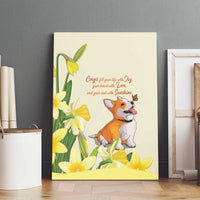Wales Corgi and Daffodil Canvas Wall Art Welsh Dog Lovers - Wonder Print Shop