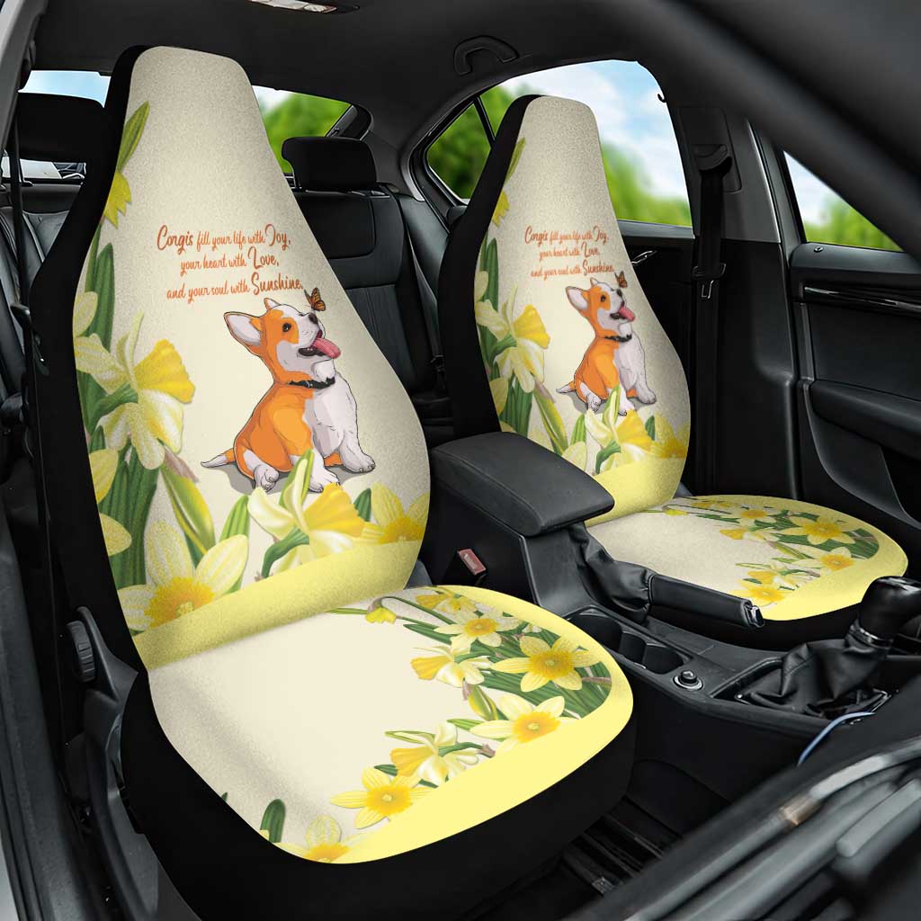 Wales Corgi and Daffodil Car Seat Cover Welsh Dog Lovers - Wonder Print Shop