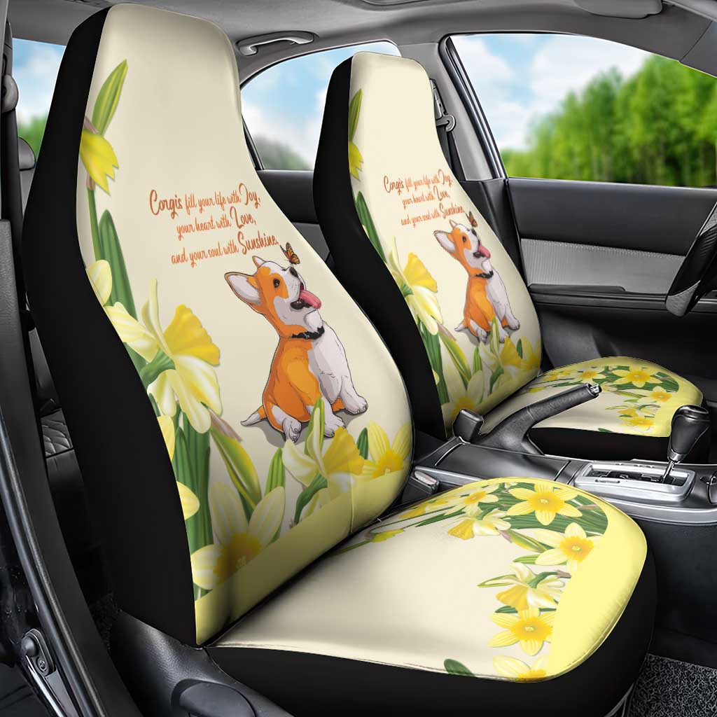 Wales Corgi and Daffodil Car Seat Cover Welsh Dog Lovers - Wonder Print Shop