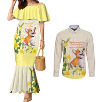 Personalised Wales Corgi and Daffodil Couples Matching Mermaid Dress and Long Sleeve Button Shirt Welsh Dog Lovers - Wonder Print Shop