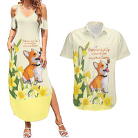 Personalised Wales Corgi and Daffodil Couples Matching Summer Maxi Dress and Hawaiian Shirt Welsh Dog Lovers - Wonder Print Shop