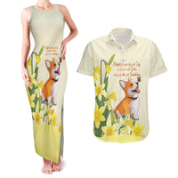 Personalised Wales Corgi and Daffodil Couples Matching Tank Maxi Dress and Hawaiian Shirt Welsh Dog Lovers - Wonder Print Shop
