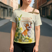 Personalised Wales Corgi and Daffodil Cross Shoulder Shirt Welsh Dog Lovers - Wonder Print Shop