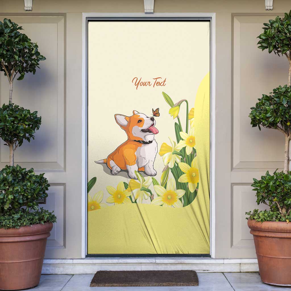 Personalised Wales Corgi and Daffodil Door Cover Welsh Dog Lovers - Wonder Print Shop