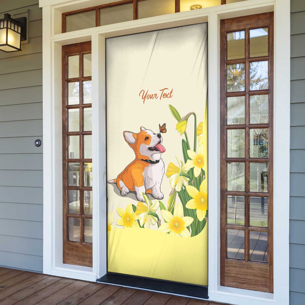 Personalised Wales Corgi and Daffodil Door Cover Welsh Dog Lovers - Wonder Print Shop