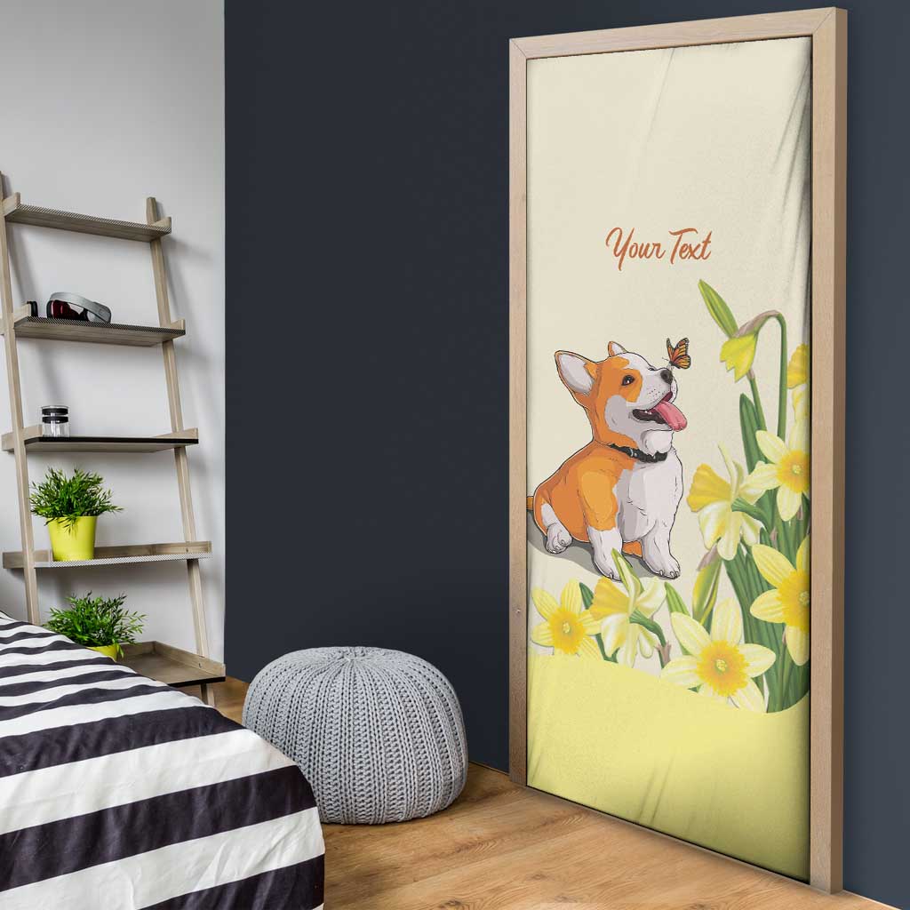 Personalised Wales Corgi and Daffodil Door Cover Welsh Dog Lovers - Wonder Print Shop